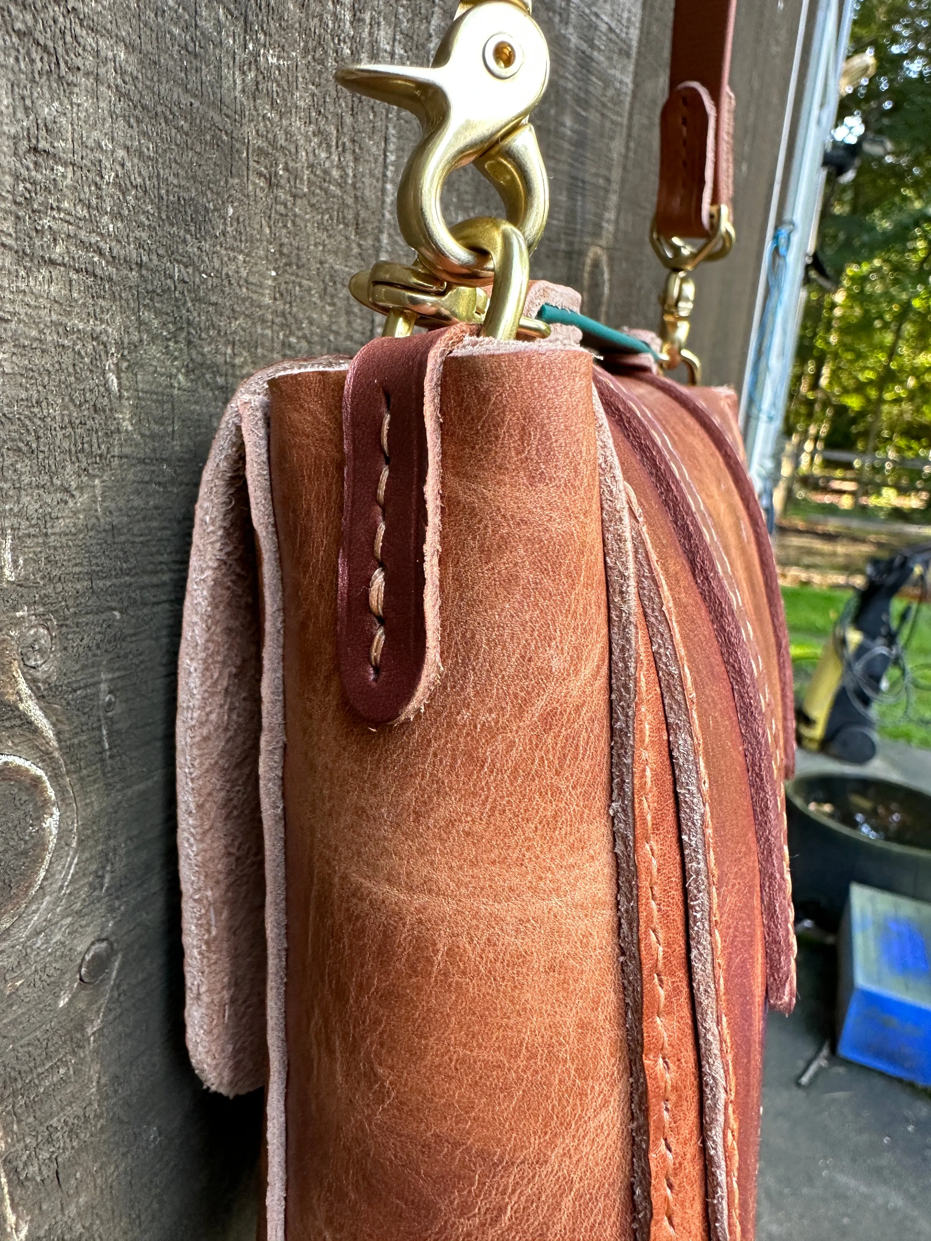 Horween Baja Messenger Bag W/Leather & Biothane Saddle Strap, Crossbody Strap, Interior Pocket, Handmade, Handstitched Italian Straps