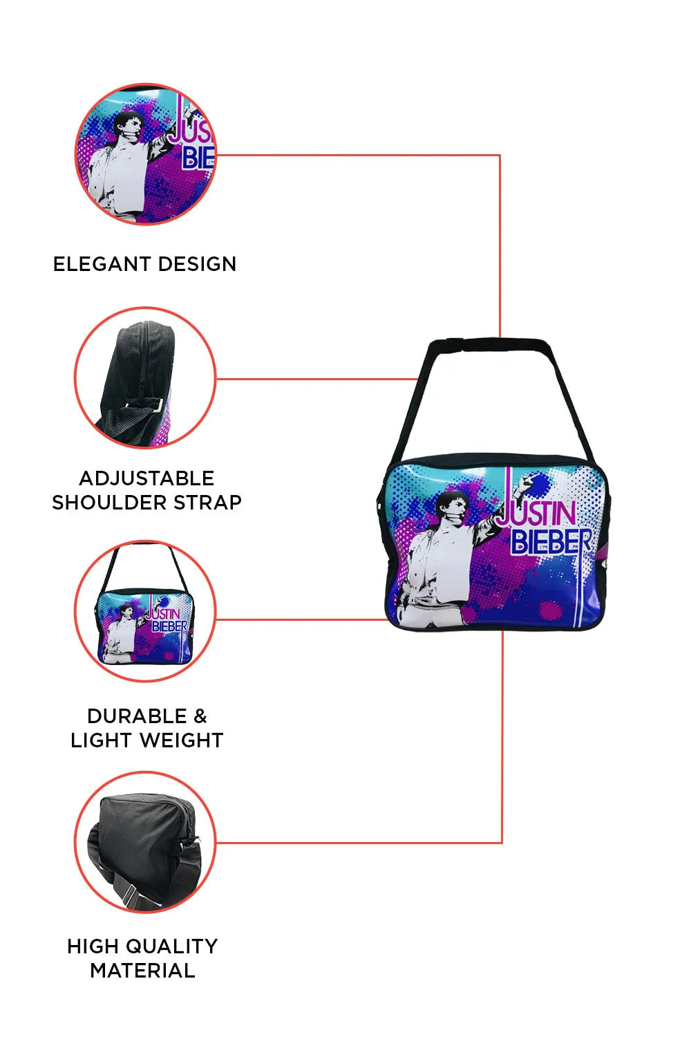 Justin Bieber Ionised Messenger Bag