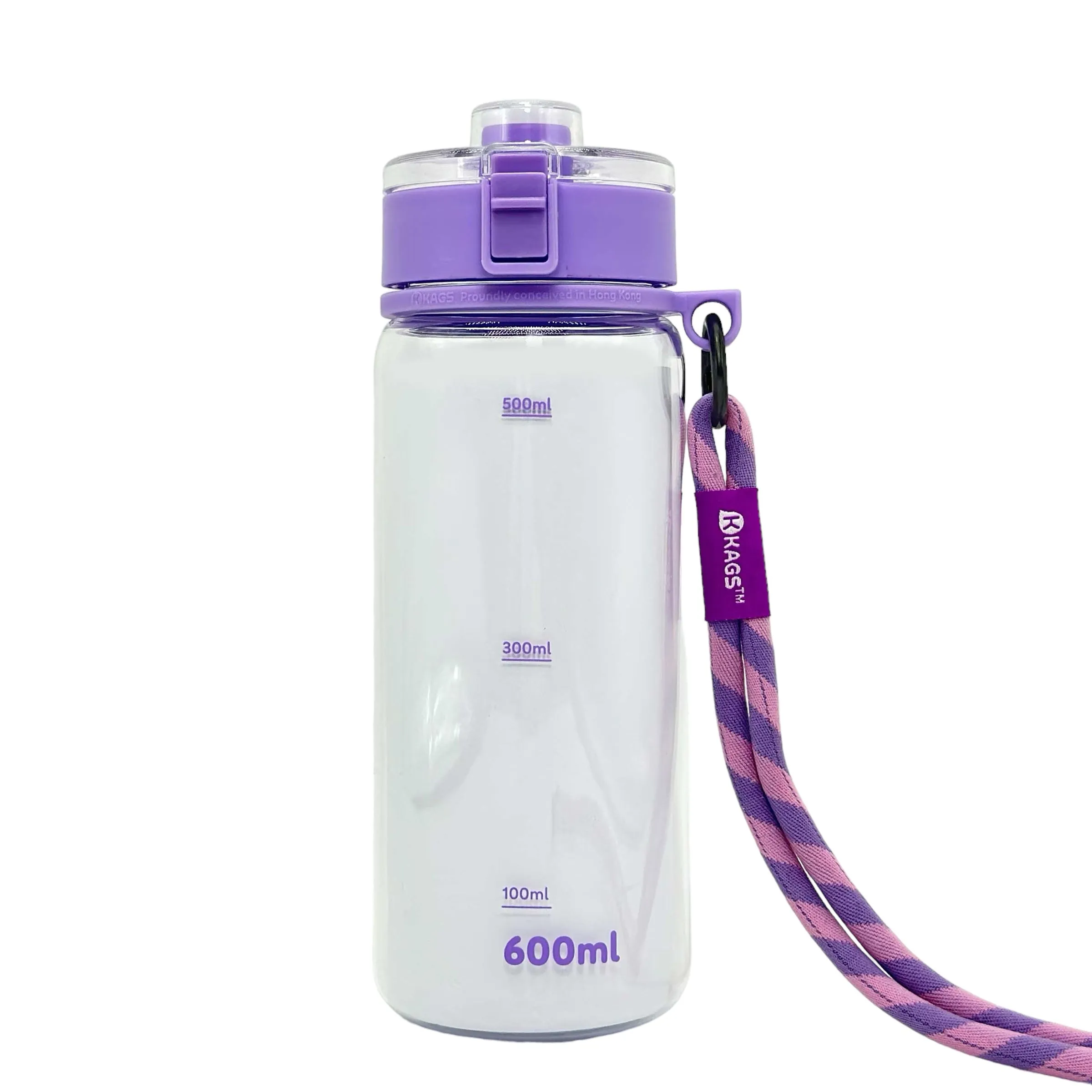 KAGS AQUARECHARGE Series Tritan 600ML Water Bottle w/ Crossbody Strap Color Series