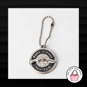 KATHY VAN ZEELAND ROUND ENAMEL SILVER KEY FOB BAG PURSE CHARM KEYCHAIN HANG TAG