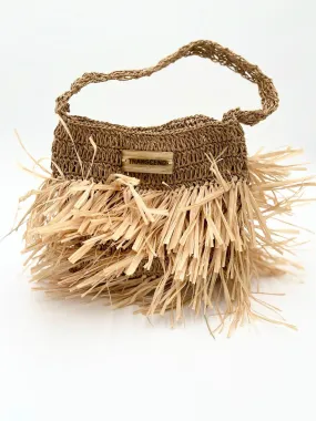 Kiki | Handwoven Natural Raffia Fringe Tote Hand Bag