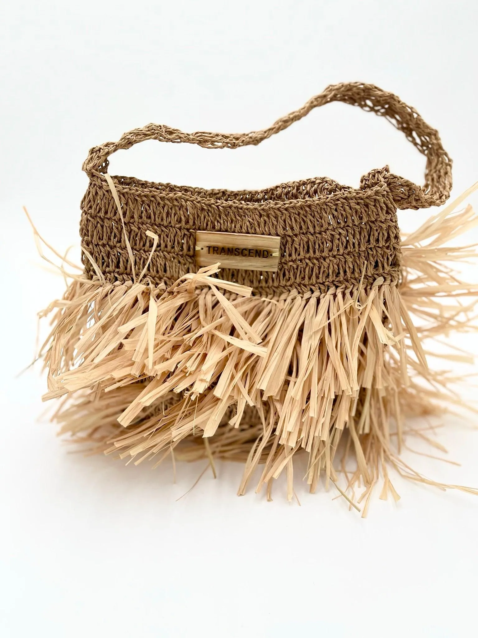 Kiki | Handwoven Natural Raffia Fringe Tote Hand Bag