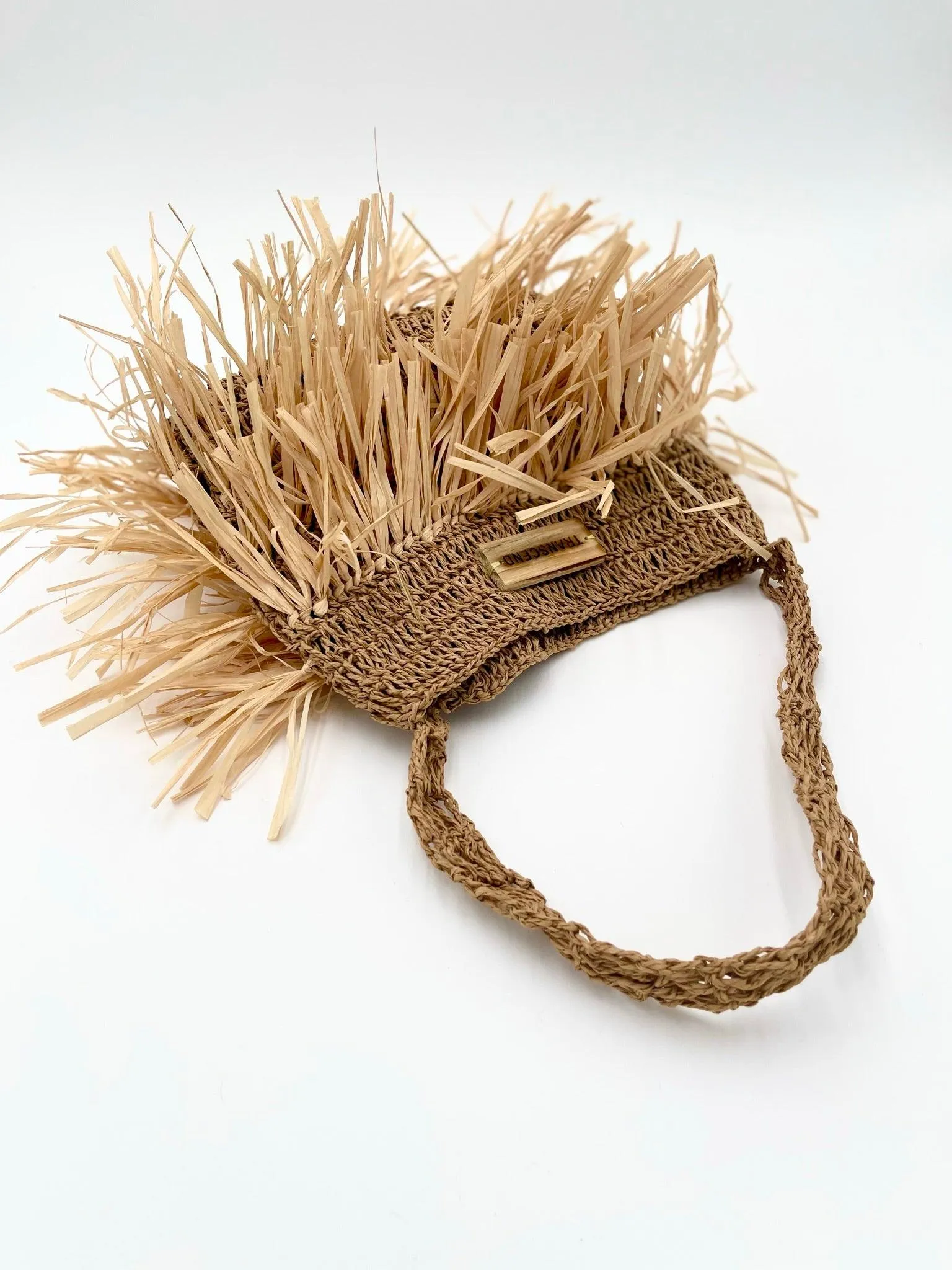 Kiki | Handwoven Natural Raffia Fringe Tote Hand Bag