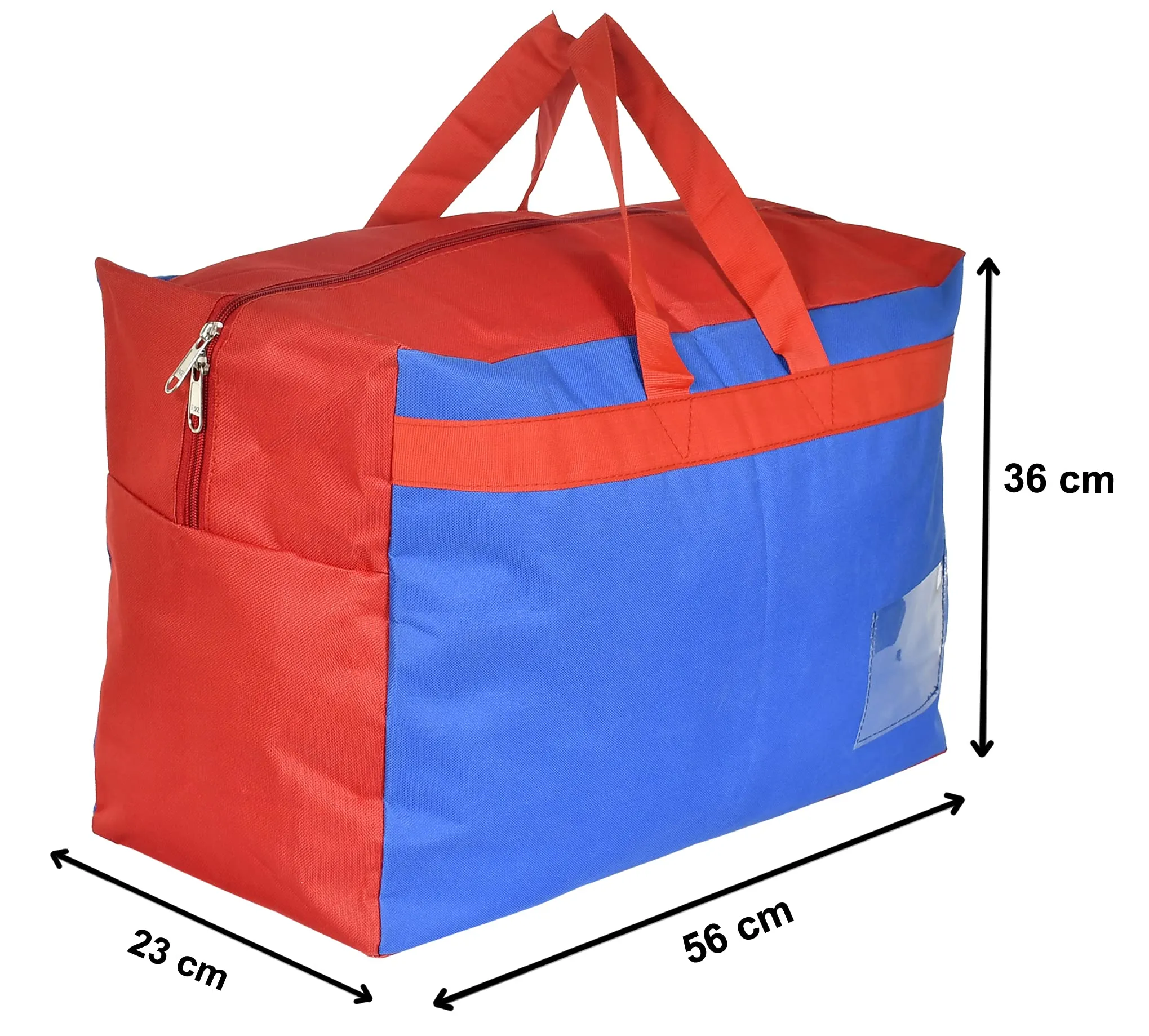 Kuber Industries Canvas Multi-Purpose Storage Bag/Clothing Storage Organizer,Set of 2 (Blue & Red)