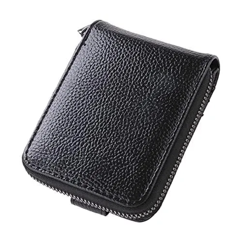 Kuber Industries Card Holder Wallet for Men Women|Debit Credit Card Holder|Wallet for Id, Visiting Card, Buisness Card|RFID Protected|Button & Zipper Closure Wallet|Black (Pack of 6)