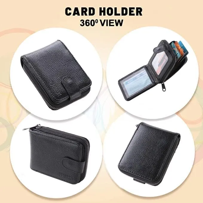 Kuber Industries Card Holder Wallet for Men Women|Debit Credit Card Holder|Wallet for Id, Visiting Card, Buisness Card|RFID Protected|Button & Zipper Closure Wallet|Black (Pack of 6)