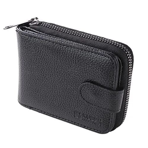 Kuber Industries Card Holder Wallet for Men Women|Debit Credit Card Holder|Wallet for Id, Visiting Card, Buisness Card|RFID Protected|Button & Zipper Closure Wallet|Black (Pack of 6)