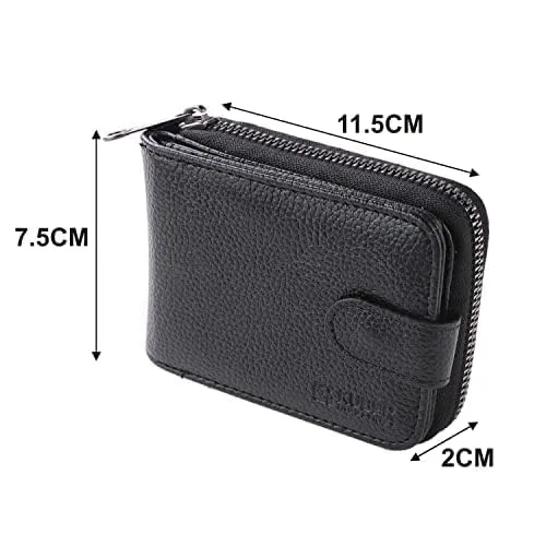 Kuber Industries Card Holder Wallet for Men Women|Debit Credit Card Holder|Wallet for Id, Visiting Card, Buisness Card|RFID Protected|Button & Zipper Closure Wallet|Black (Pack of 6)