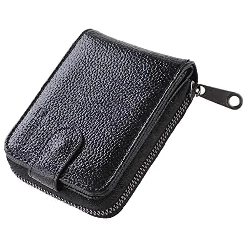 Kuber Industries Card Holder Wallet for Men Women|Debit Credit Card Holder|Wallet for Id, Visiting Card, Buisness Card|RFID Protected|Button & Zipper Closure Wallet|Black (Pack of 6)