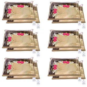 Kuber Industries Clothes Organizer For Wardrobe (Pack of 12) - Single Storage Organizer For Saree | Salwar Suit | Lehenga - Dress Organizer For Wardrobe - Single Saree Covers With Zip (Beige)