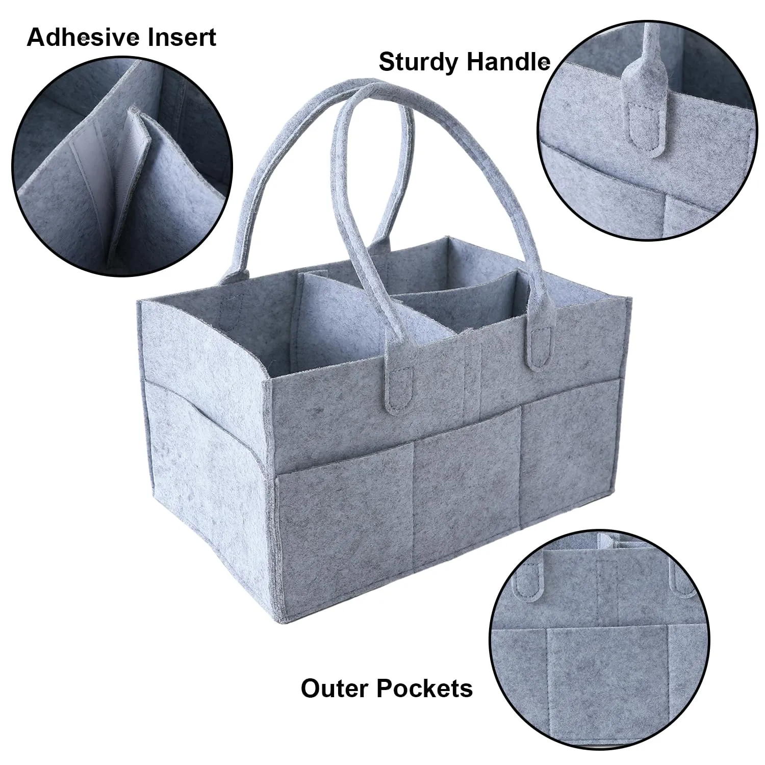 Kuber Industries Diaper Caddy Bag For Travel|Baby Bag For smart mothers|Nursery Storage Foldable Organizer (Grey) (Pack Of 5)