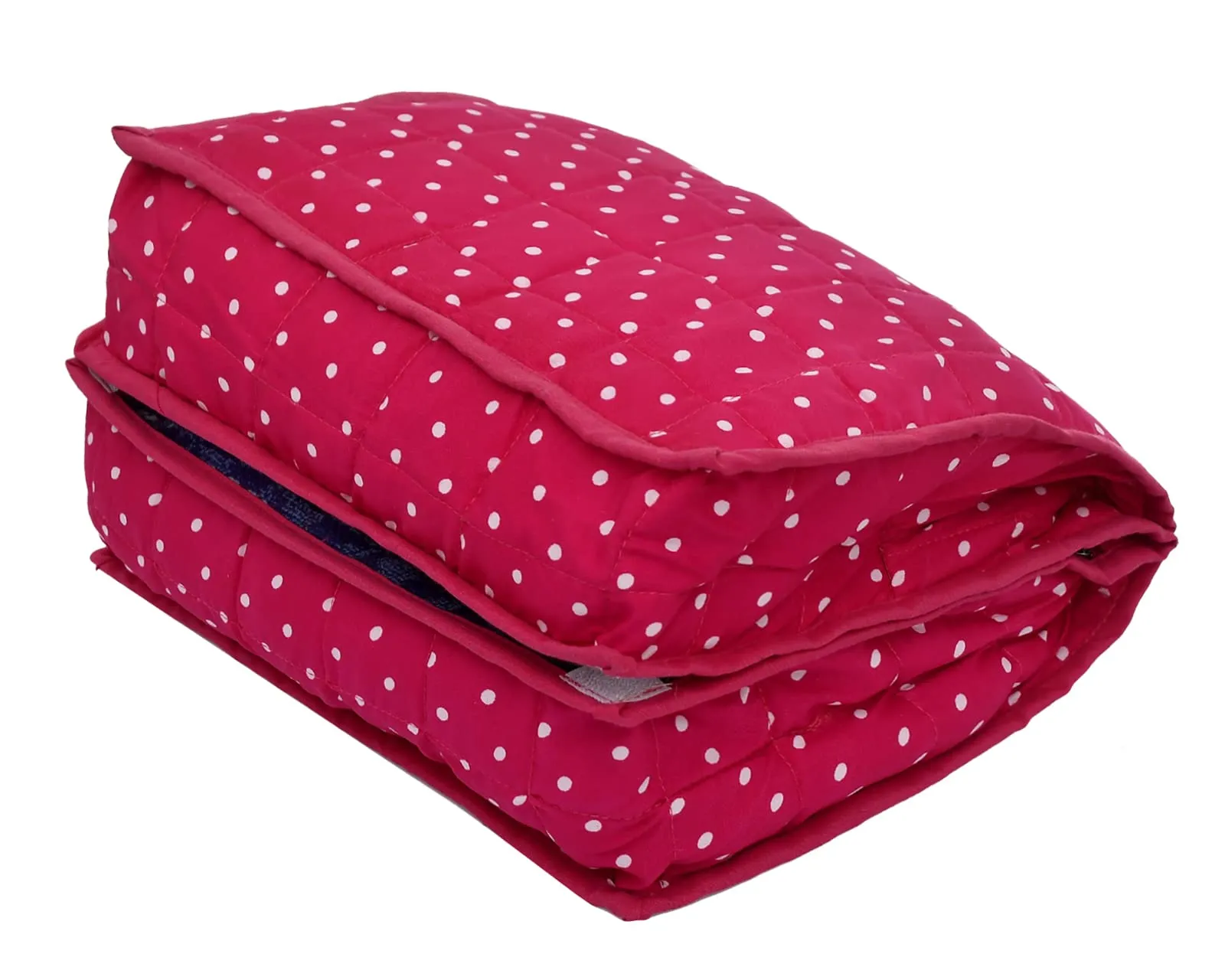 Kuber Industries Dot Printed Cotton Garments Storage Bag For Undergarments Lingerie Innerwear: Socks: Dipper With 2 Tranasparent Compartment (Pink) -45KM038