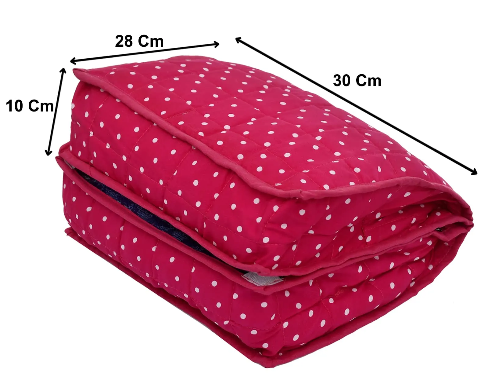 Kuber Industries Dot Printed Cotton Garments Storage Bag For Undergarments Lingerie Innerwear: Socks: Dipper With 2 Tranasparent Compartment (Pink) -45KM038