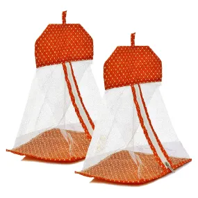 Kuber Industries Hanging Organizer | Net Hanging Undergarment Organizer | Versatile Dot Print Storage Bag | Undergarment Bag for Bathroom | Home | Pack of 2 | Orange