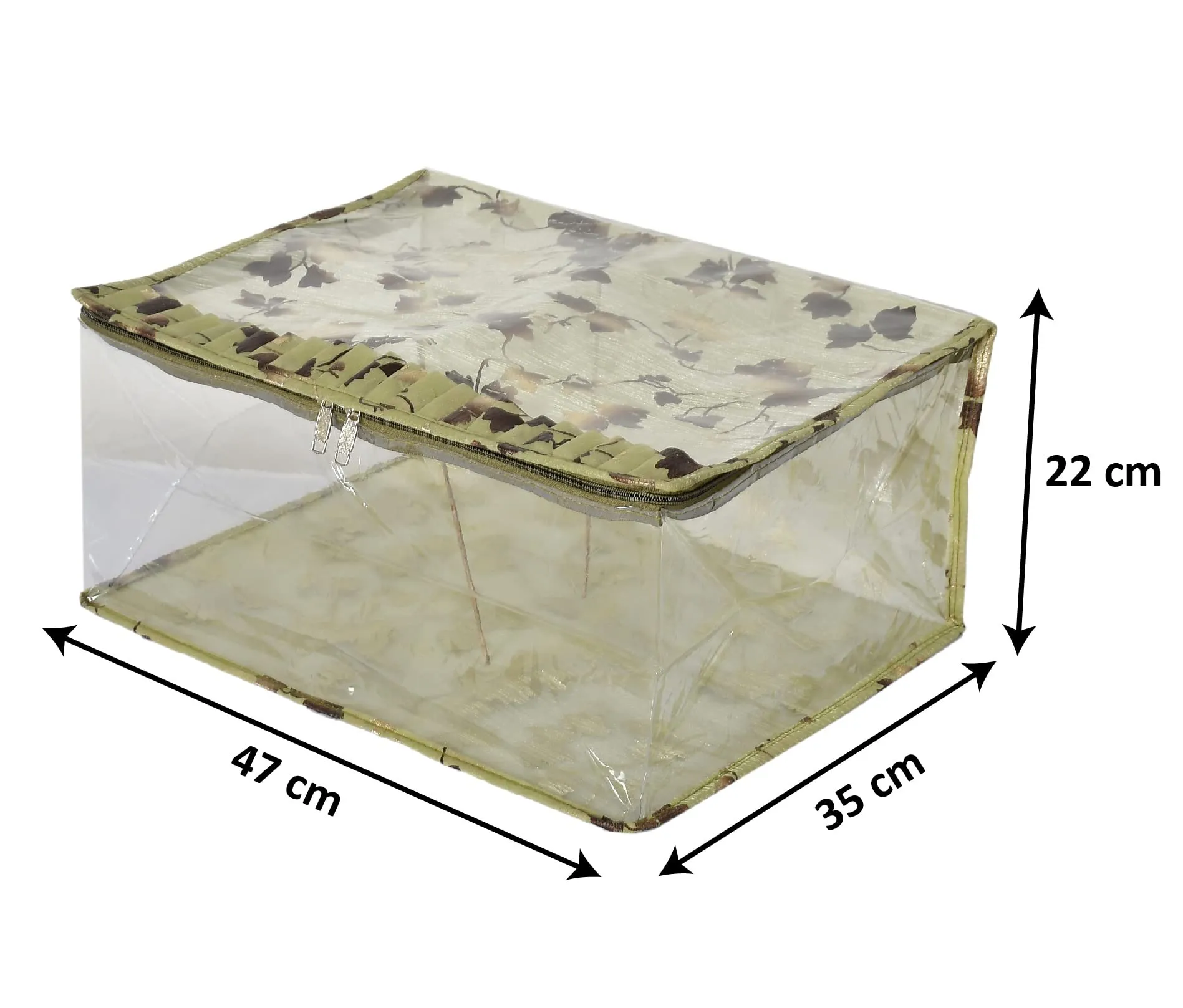 Kuber Industries Leaf Printed Laminated Transparent Underbed Storage Bag (Green)-HS43KUBMART26129