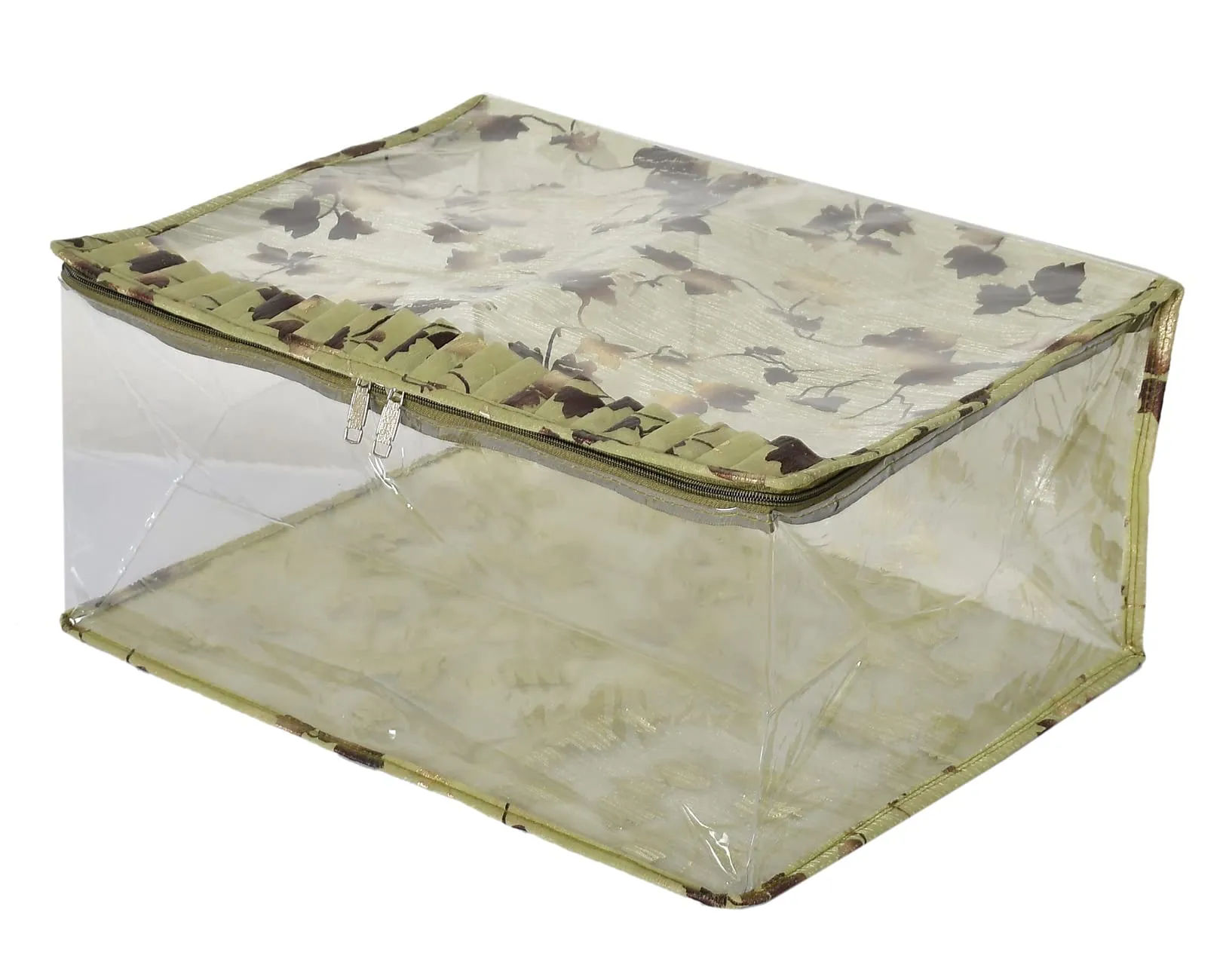 Kuber Industries Leaf Printed Laminated Transparent Underbed Storage Bag (Green)-HS43KUBMART26129