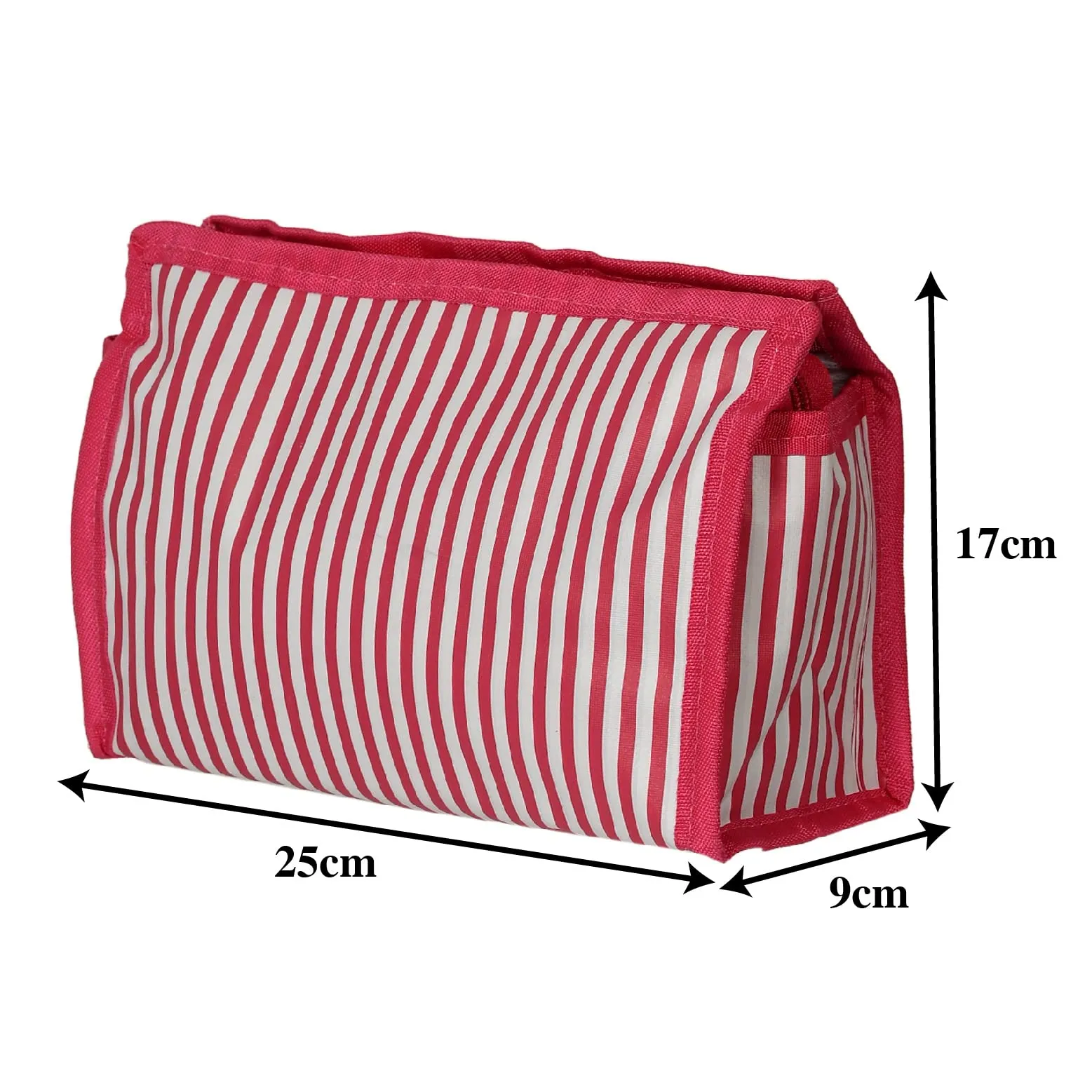 Kuber Industries Lining Print PVC Toiletry Bag for Home & Travelling with 3 Main Zipper Pack of 2 (Pink) 54KM4353