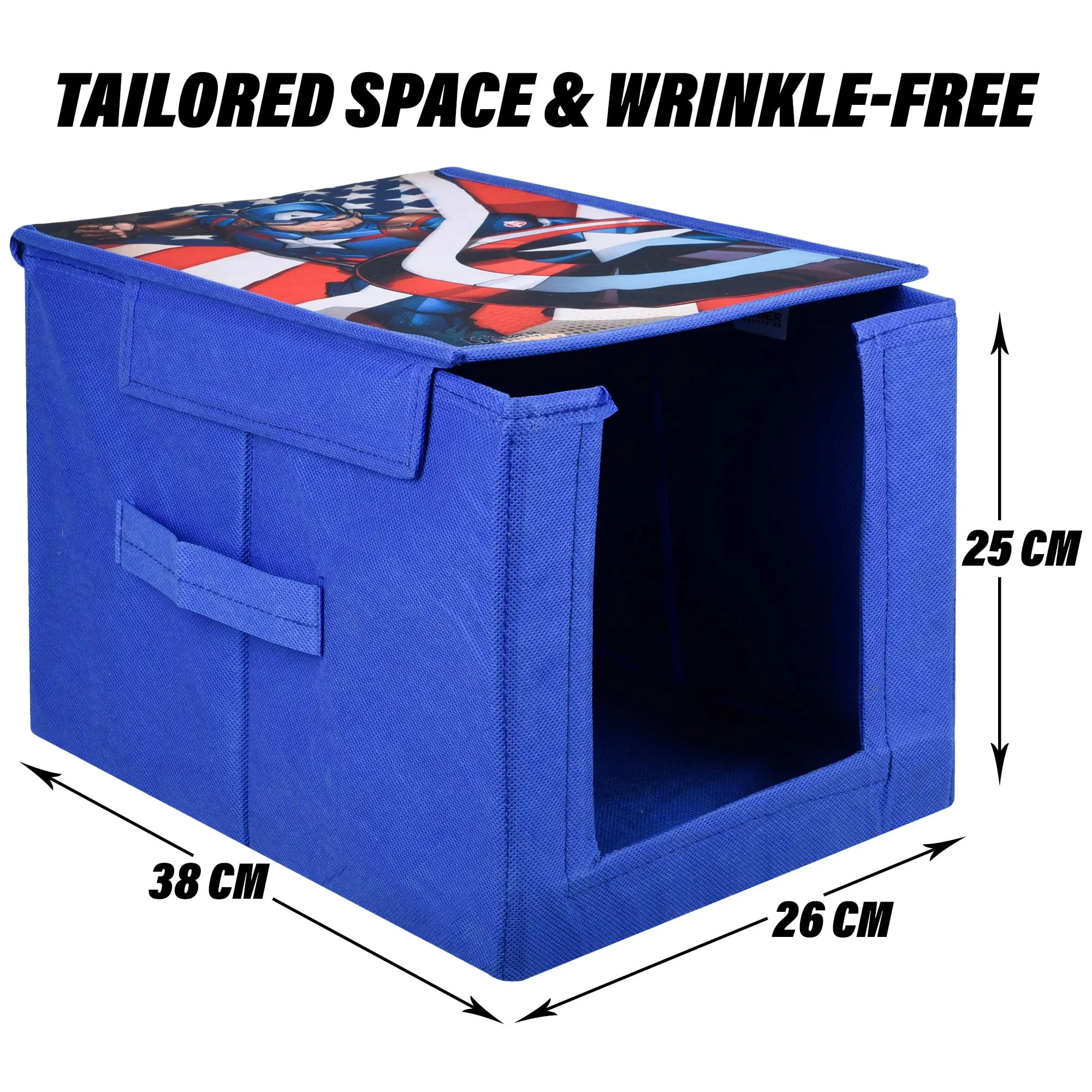 Kuber Industries Marvel Captain America Wardrobe Organizer | Shirt Stacker Closet Organizer | Shirts and Clothing Organizer | Foldable Storage Boxes | Shelf Organizer | Shirt Stacker Bag | Blue