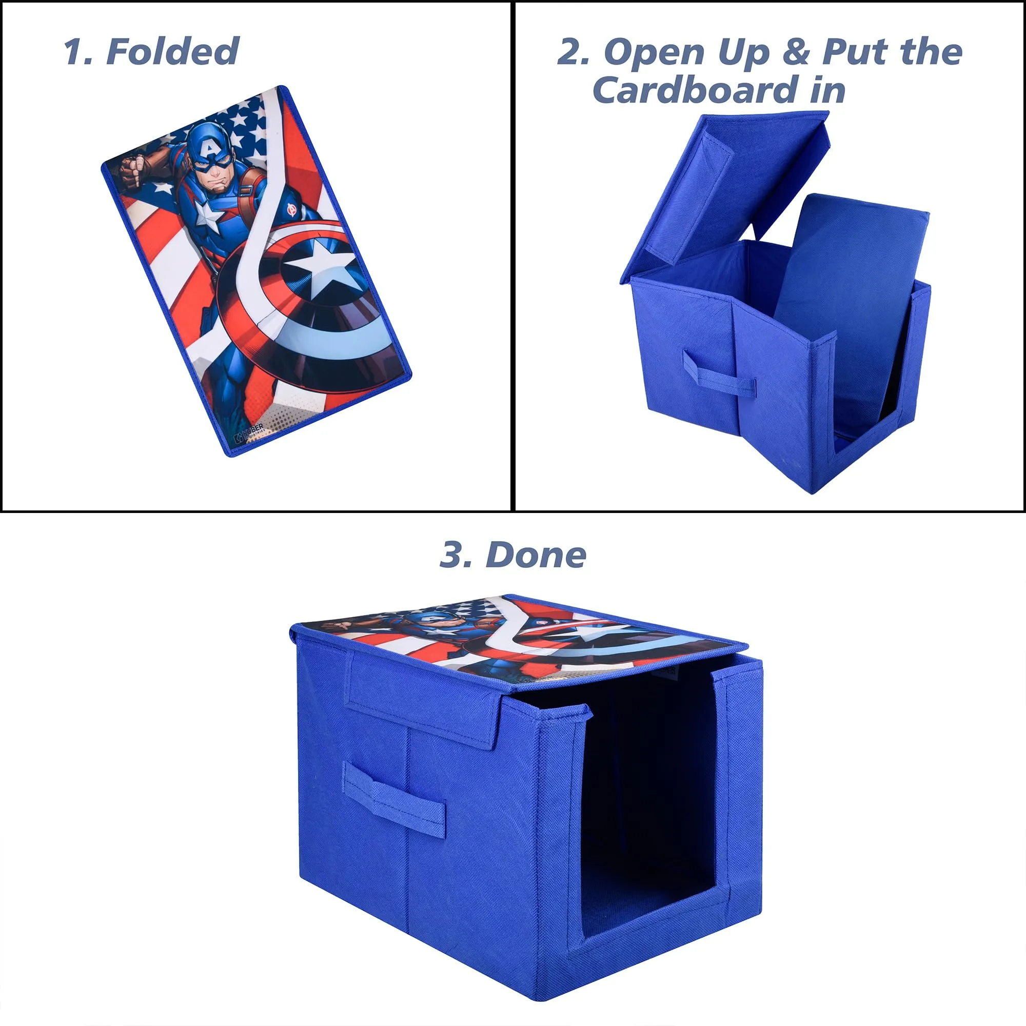 Kuber Industries Marvel Captain America Wardrobe Organizer | Shirt Stacker Closet Organizer | Shirts and Clothing Organizer | Foldable Storage Boxes | Shelf Organizer | Shirt Stacker Bag | Blue