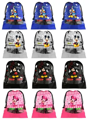 Kuber Industries Portable Travel Shoe Bags Dust-proof Shoe Organizer Space Saving Storage Bags, Disney Print (Set of 12,Black & Royal Blue & Grey & Pink) -HS_35_KUBMARTS18086