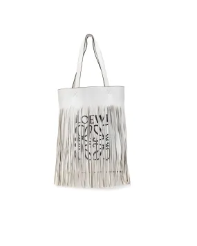 Leather Fringe Detail Tote with Interior Slip Pocket