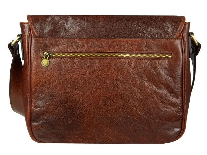 Leather Messenger Bag - Brown