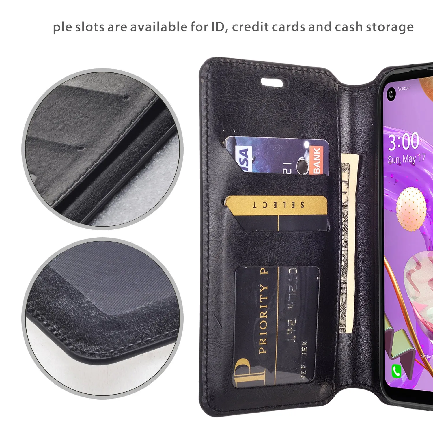 LG Aristo 5 Plus Case, Aristo 5 Plus Wallet Case, Pu Leather Wallet Case [Kickstand] with ID & Credit Card Slots for Aristo 5 Plus  - Black