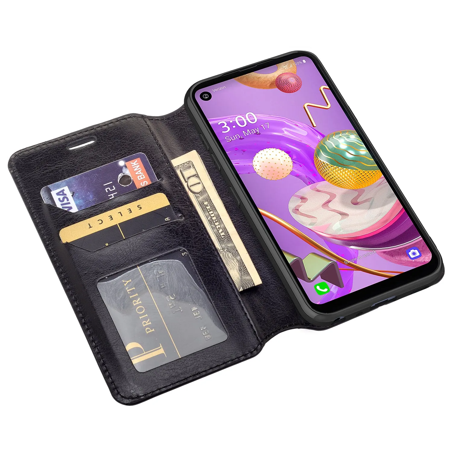 LG Aristo 5 Plus Case, Aristo 5 Plus Wallet Case, Pu Leather Wallet Case [Kickstand] with ID & Credit Card Slots for Aristo 5 Plus  - Black