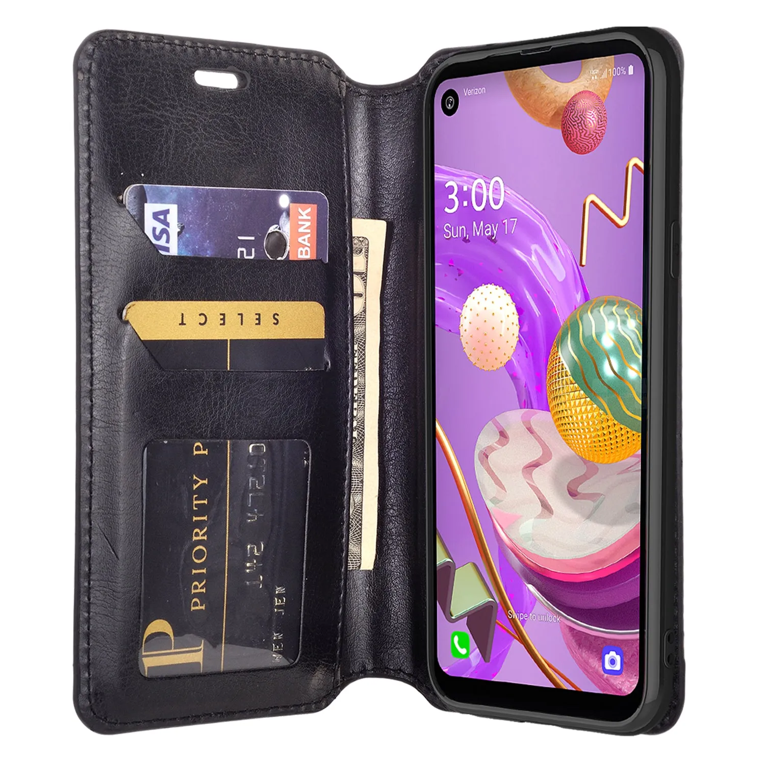 LG Aristo 5 Plus Case, Aristo 5 Plus Wallet Case, Pu Leather Wallet Case [Kickstand] with ID & Credit Card Slots for Aristo 5 Plus  - Black