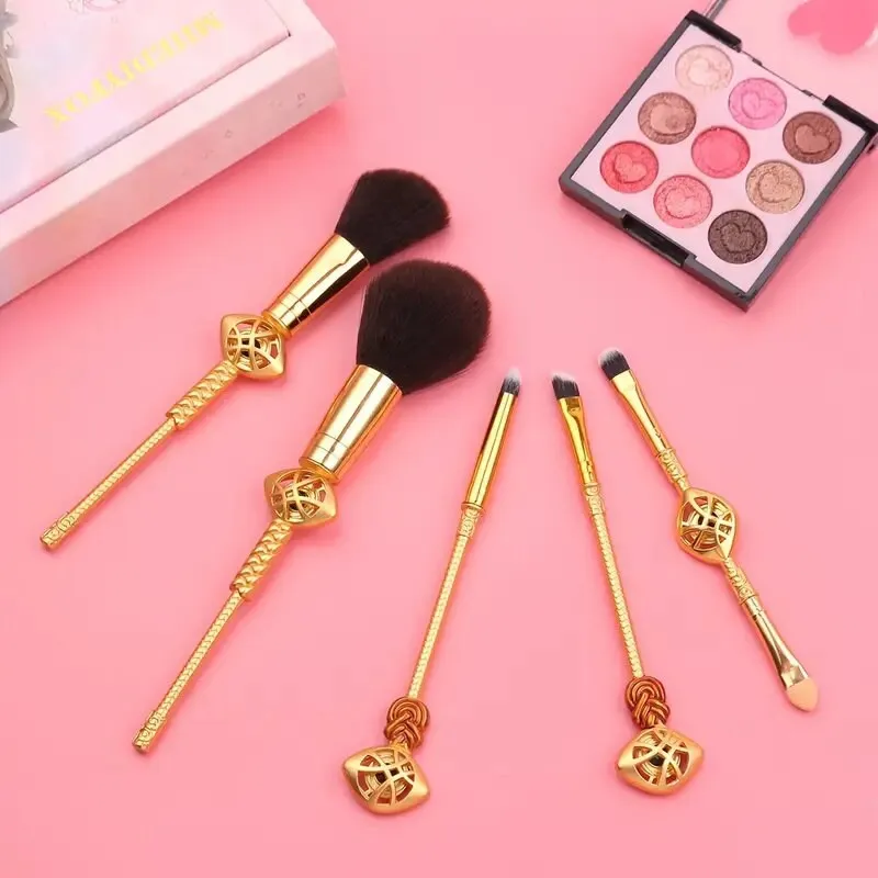 Makeup Brushes Set | 5pcs Cosmetic Makeup Brush Set Professional Tool Kit Set Drawstring Bag Included | Gold