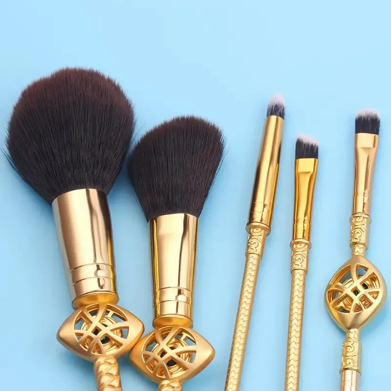 Makeup Brushes Set | 5pcs Cosmetic Makeup Brush Set Professional Tool Kit Set Drawstring Bag Included | Gold