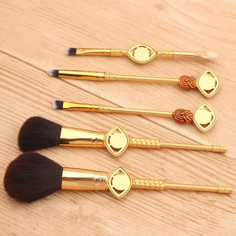 Makeup Brushes Set | 5pcs Cosmetic Makeup Brush Set Professional Tool Kit Set Drawstring Bag Included | Gold