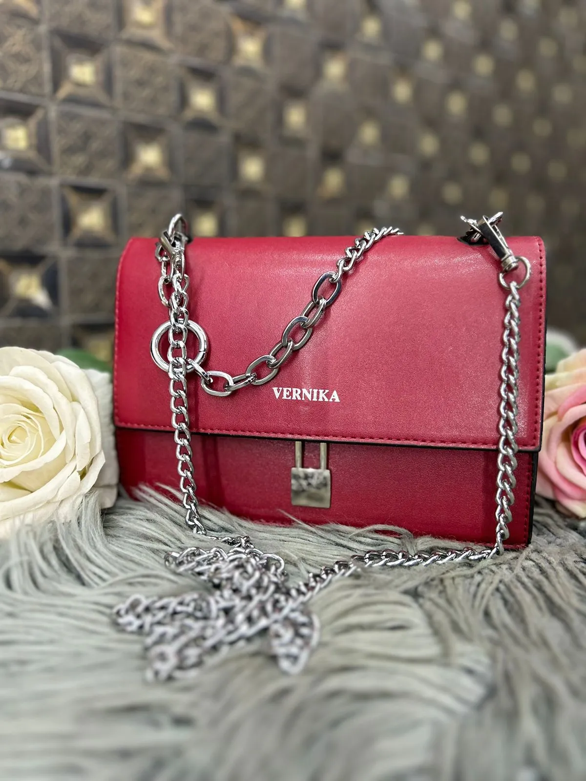 Maroon small Leather bag