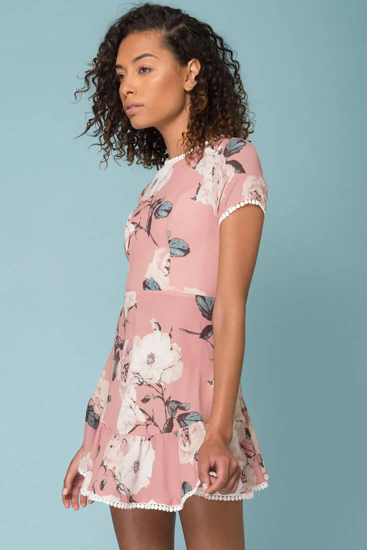 Meilani Floral Day Dress Dusty Pink