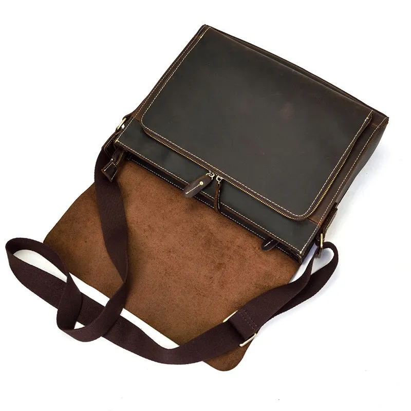 Men Leather Messenger Bag Shoulder Bag Crossbody Bag Leather Portfolio Laptop Bag, Gift for him .8467