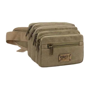 Men Waterproof Multi-pocket Waist Bag Canvas Large Capacity Multi-purpose Phone Chest Crossbody Shoulder