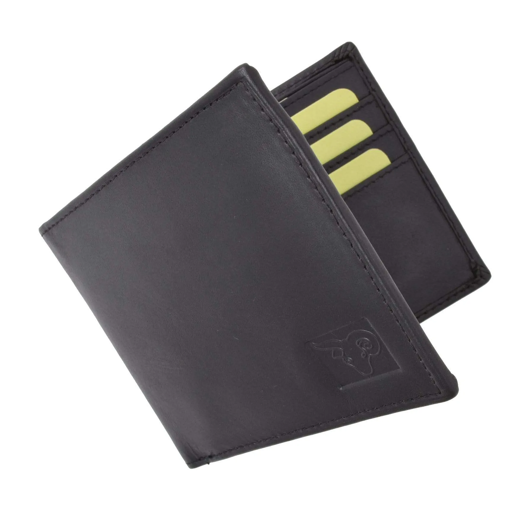 Mens Genuine High Quality Leather ID Card Holder Classic Design Slim Bifold Wallet by Cavelio 730060 (C)