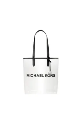 Michael Kors The Michael Large Clear Vinyl Tote Bag In Black 35S4S01T3P