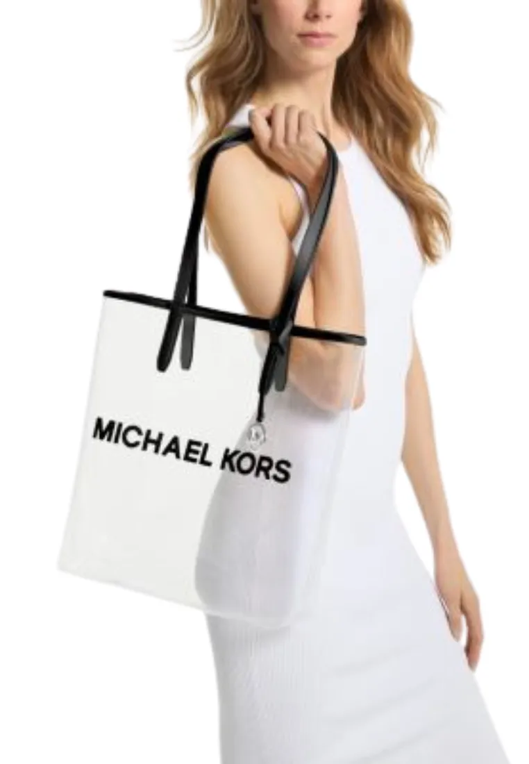 Michael Kors The Michael Large Clear Vinyl Tote Bag In Black 35S4S01T3P