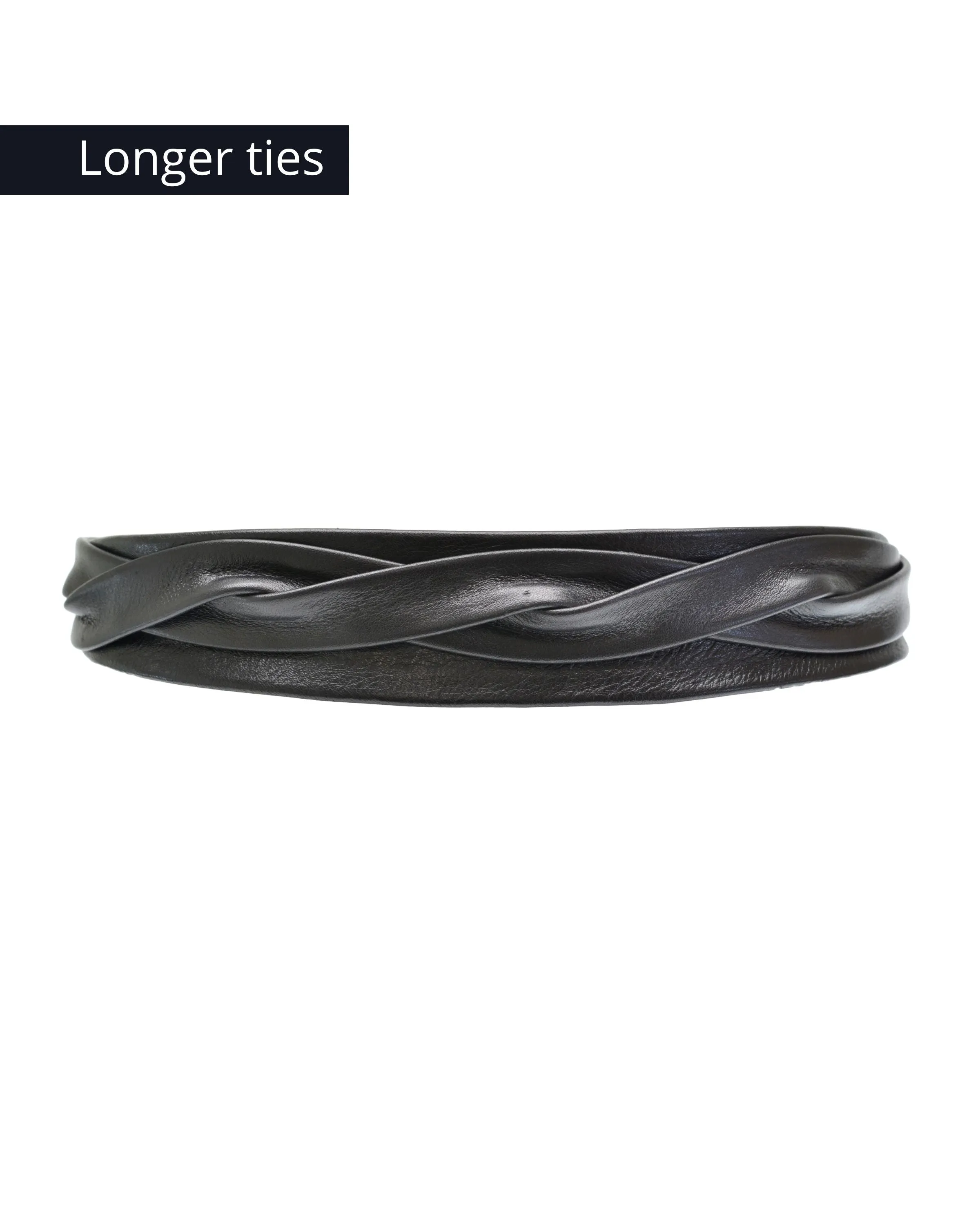 Midi Wrap Leather Belt - Black