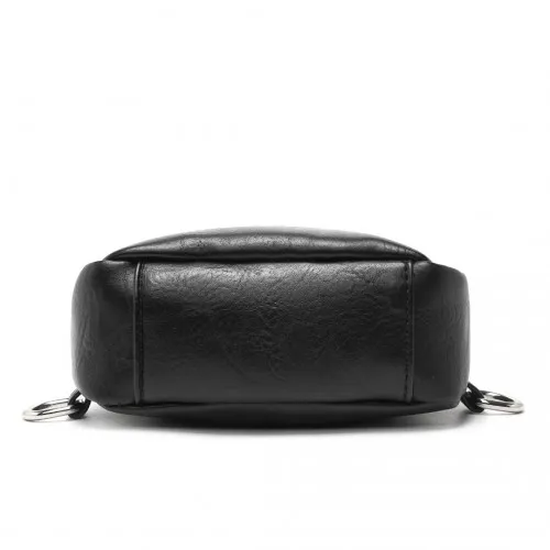 Miss Lulu Black Convertible PU Leather Multi-Wear Chest Bag - Stylish & Versatile Travel Companion