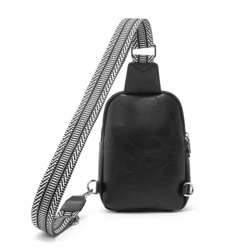 Miss Lulu Black Convertible PU Leather Multi-Wear Chest Bag - Stylish & Versatile Travel Companion