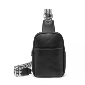 Miss Lulu Black Convertible PU Leather Multi-Wear Chest Bag - Stylish & Versatile Travel Companion