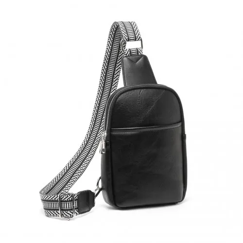 Miss Lulu Black Convertible PU Leather Multi-Wear Chest Bag - Stylish & Versatile Travel Companion