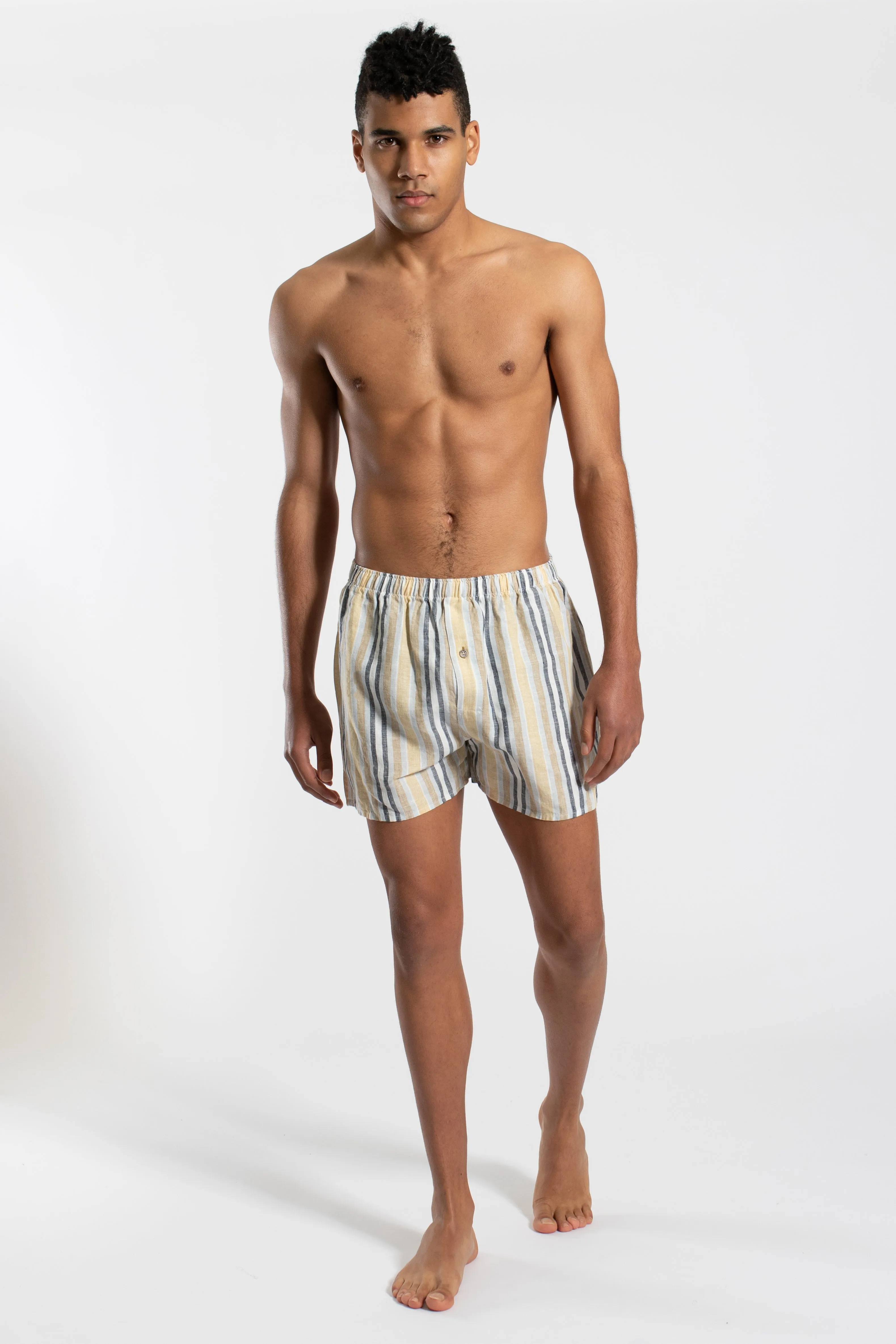 Multi Stripe Linen Sleep Shorts