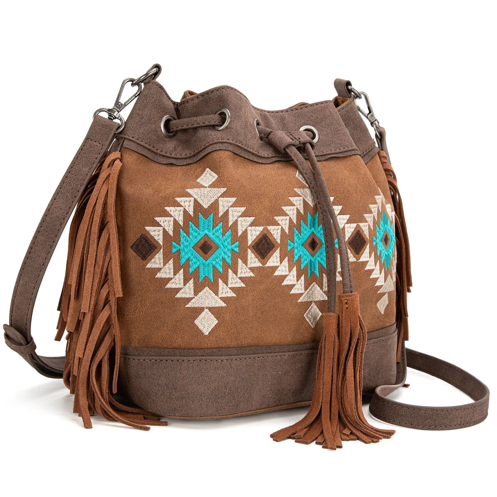 MW1312-8311  Montana West Embroidered Collection Drawstring Shoulder Bag/Crossbody