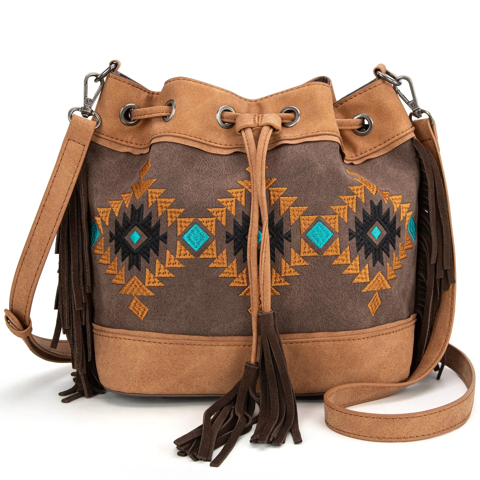 MW1312-8311  Montana West Embroidered Collection Drawstring Shoulder Bag/Crossbody