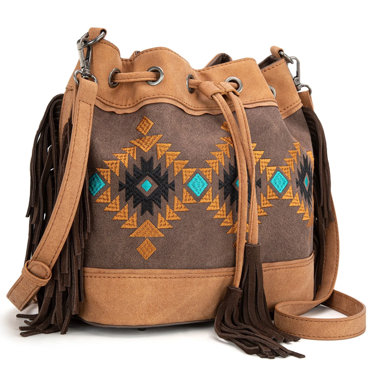 MW1312-8311  Montana West Embroidered Collection Drawstring Shoulder Bag/Crossbody