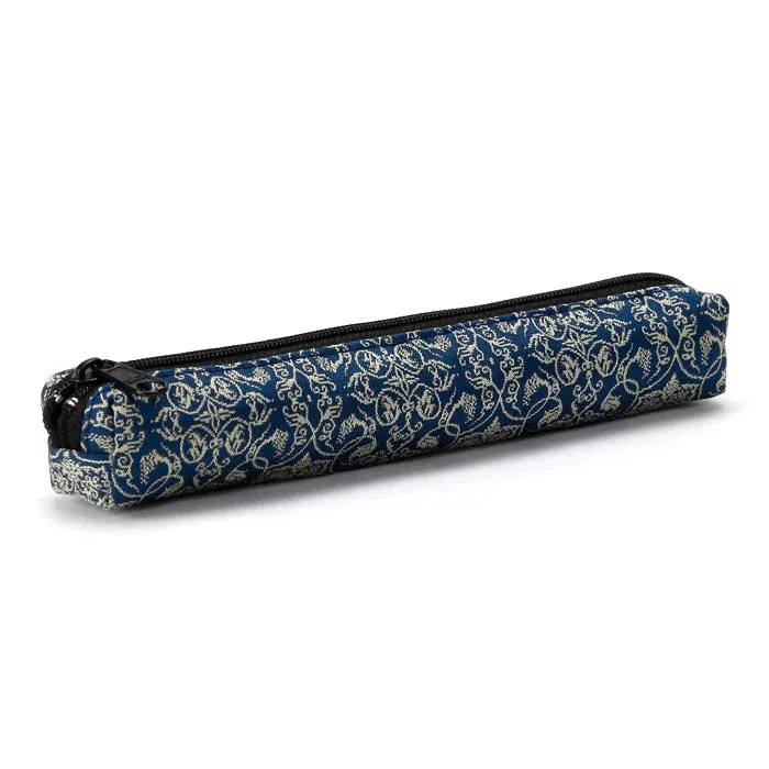 Nishijin-ori Pencil Case - Grapevine Arabesques / Navy Blue - ,  Made in Kyoto, Japan,  Japanese traditional craft pen case