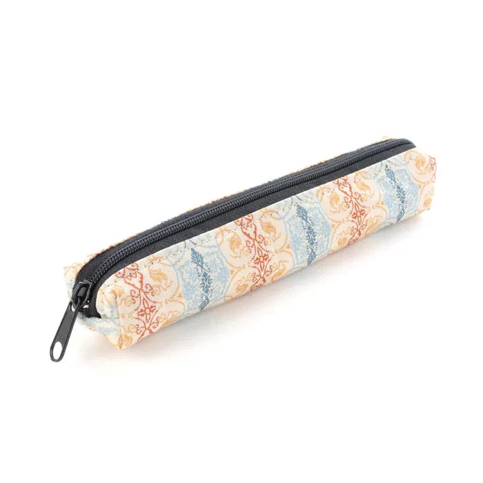 Nishijin-ori Pencil Case - Grapevine Arabesques / White Brown - ,  Made in Kyoto, Japan,  Japanese traditional craft pen case